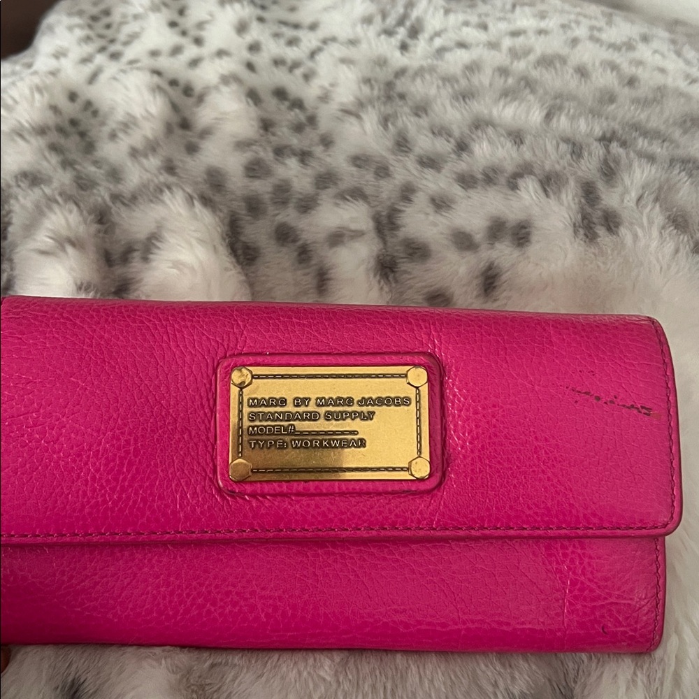 Marc by Marc Jacobs Pink Leather Wallet with Gold-Tone Accents
